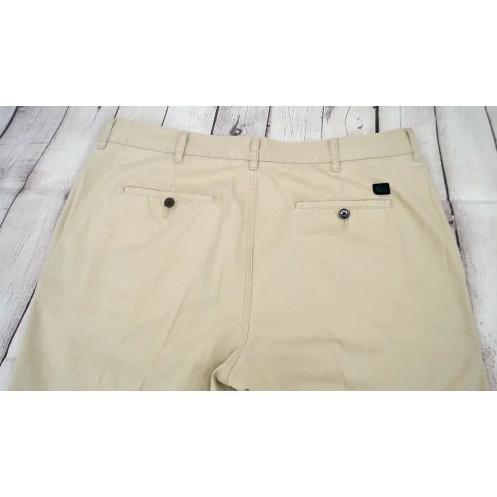LACOSTE Men's Flat Front Cotton Chino / Khaki Pants SIZE 38 Beige
